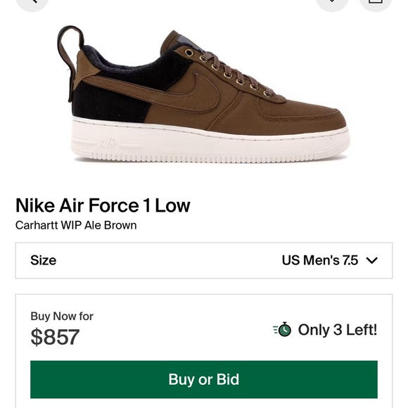 🦆Carhartt x Nike Air Force 1 '07 PRM WIP - Ale Brown/Sail Men’s 7 Wmns 8.5 🦆 - Picture 6 of 9